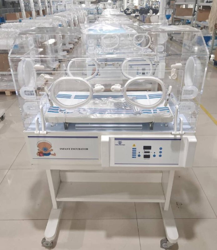 Infant incubator with clear canopy and control panel